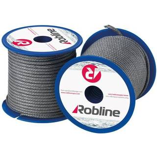 Dyneemaline / UHMWPE-line Robline Ocean 3000 XG, 12-flettet Dyneema SK78, UV-beskyttet &amp; coatet, grå, 10 meter x Ø4 mm