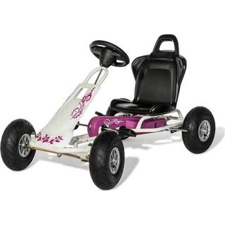 Ferbedo GoKart Air Runner pedalbil med justerbart sæde og håndbremse - pink og hvid