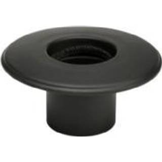 Metalbestos 100 mm murbøsning med roset. Længde 90 mm og flange 50 mm. Sort røgrør