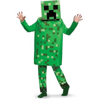 Minecraft Classic kostume Medium - 7-8 år - Creeper jumpsuit med maske