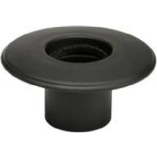 Metalbestos 80 mm murbøsning med roset. Længde 90 mm og flange 50 mm. Sort røgrør