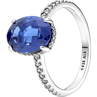 Pandora Sparkling Statement Blue Halo Ring - Ring Size 52