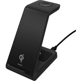 Deltaco USB-C 3i1 Trådløs Oplader - 15W - Sort