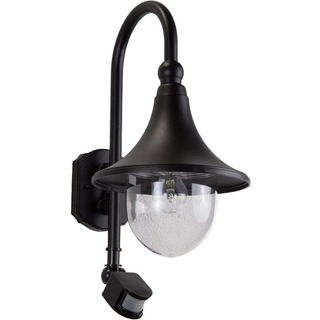 Lindby udendørs væglampe Daphne, sort, sensor, metal, E27