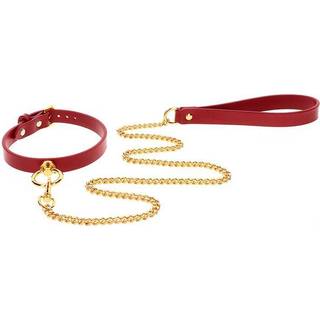 Taboom Bondage in Luxury O-Ring Collar and Chain Leash Red