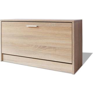 skrivebord med skuffe og skab 100x40x73 cm egetræsfarvet