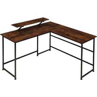 Skrivebord Melrose 140x130x76,5cm - Industrielt mørkt træ, rustikt
