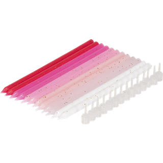 Lagkagelys 14 cm 12 stk. hvid og lyserøde/pink nuancer