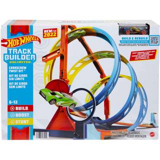 Hot Wheels Toy Car Track Set Track Builder Unlimited Corkscrew Twist Kit Playset & 1:64 Scale Vehicle 2 Ways to Race Connecs til andre spor