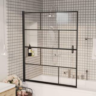 bruseafskærmning 116x140 cm sikkerhedsglas sort