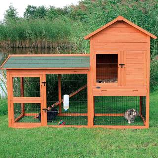 Trixie natura small animal hutch w. outdoor run 2 storeys 199 × 146 × 93 cm brown