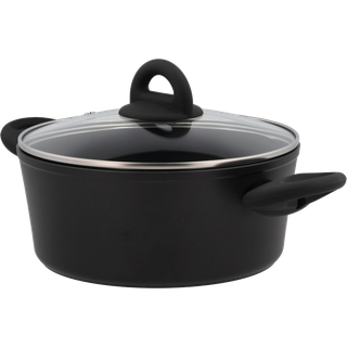 Gryde med glaslåg Dia 22 x 9,5 cm 2,5 liter Sort