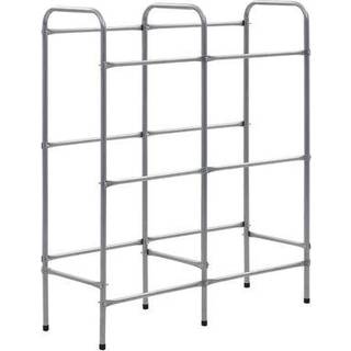 opbevaringsstativ til 6 kasser 96x33x116 cm stål sølvfarvet