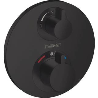Hansgrohe Ecostat S termostatarmatur rund til indbygning med 2 udtag i mat sort