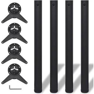 4 Bordben, Justerbar Højde, E, Sort - 710 mm