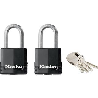 Master Lock hængelås, Excell belagt lamineret stål hængelås, Høj sikkerhedslås, Nøglelås, Bedst til opbevaringsrum, skure, garager og hegn