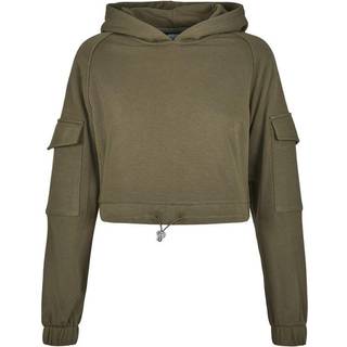 Urban Classics Dame Kort Worker Hoodie Oliven