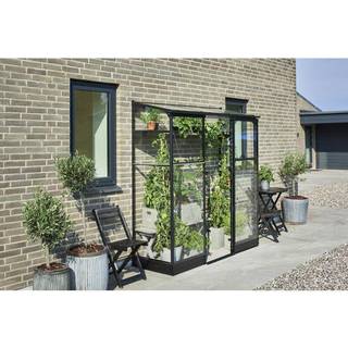 Halls Drivhus Qube Lean-to 26 sort m/ 3 mm hærdet glas  - F09935