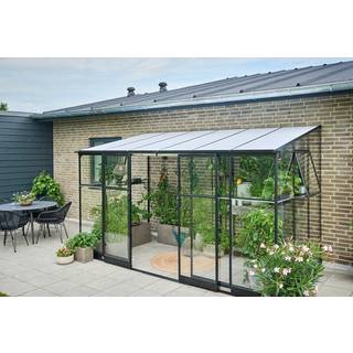 Halls Qube Lean-to 612 drivhus 7,1 m², sort, 3 mm hærdet glas