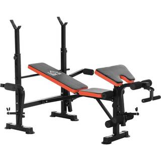 HOMCOM Adjustable Weight Bench with Leg Developer Barbell Rack for Weight Lifting and Strength Training Multifunctional Workout Station