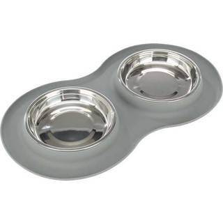 Trixie Bowl set silicone/stainless steel 2 × 0.4 l/ø 16 cm/40 × 5 × 23 cm grey