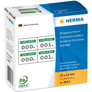 HERMA self-adhesive number labels - 2000 label(s) - 15 x 22 mm