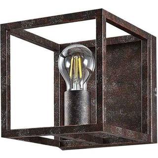 Lindby væglampe Emin, bredde 18 cm, rustfarvet, metal