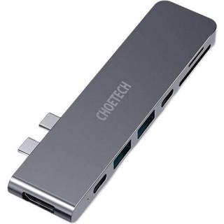 Choetech 7-i-1 USB-C Hub, USB 3.0 4K/60Hz HDMI, 87W PD, grå