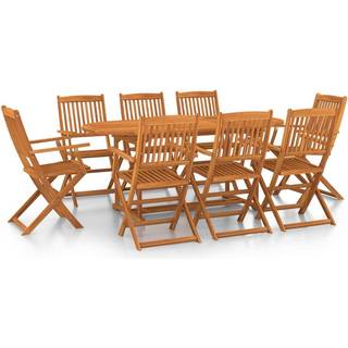 Spisebordssæt Til Haven 9 Dele 180X90X75 Cm Massivt Akacietræ - 8 / Oval / Med armlæn