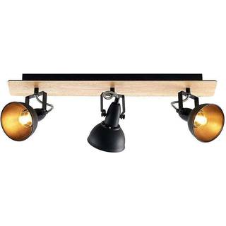 Lindby loftlampe Aylis, 3 lyskilder, 60 cm, sort, træ, E14