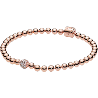 Pandora Rose Gold Beads & Pavé Bracelet - 21cm
