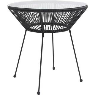 havebord Ø70x74 cm rattan og glas sort