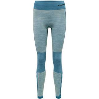 Hummel CLEA Seamless Mid Waist Tights i Meleret Petroleum melange til kvinder
