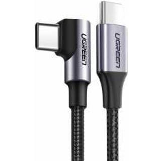 UGREEN USB-C til vinklet USB-C kabel, PD, 60W, 3A, 2m - Grå/sort