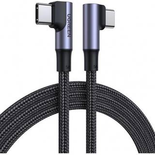 Ugreen PD 100W Vinklet USB-C til USB-C Flettet Nylon Kabel 1m - Sort / Grå