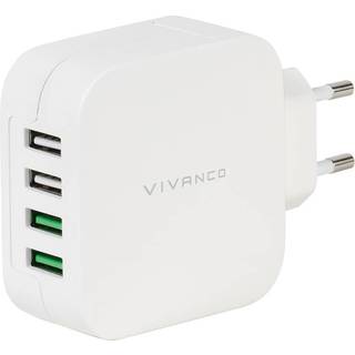 Vivanco 4 x USB-hjemmeoplader 4.8A automatisk - hvid (På lager i varehus)