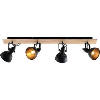 Lindby Aylis loftlampe, 4 lyskilder, 82 cm, sort, træ, E14