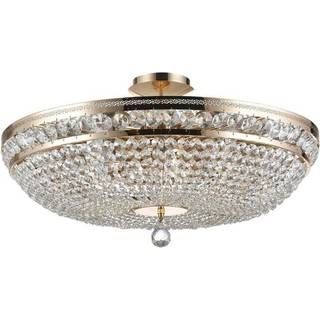 Maytoni loftlampe Ottilia, Ø 65 cm, guldfarvet, krystal