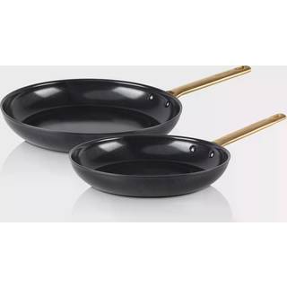 GreenPan Reserve hrdanodiseret sund keramisk nonstick 10"""" og 12"""" stegepande st guldhndtag PFAS-fri Opvaskemaskine Tler Ovnsikker Sort