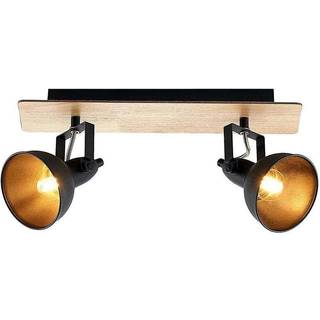 Lindby loftlampe Aylis, 2 lyskilder, 40 cm, sort, træ, E14