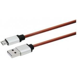 Essentials Leather USB-A to MicroUSB Cable - Sort