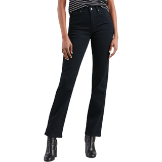 Levi's Kvinders 724 Højtaljede Lige Jeans – Blød Sort, 33 US / 16S, Flatterende pasform med Hypersoft-komfort