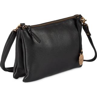 Style Camina i sort. Clutch, crossbody- og skuldertaske i læder med to indvendige hovedrum
