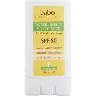 Babo Botanicals Super Shield SPF 50 Stick Sunscreen - 70 % ?kologiske ingredienser - Naturlig zinkoxid - Til alle aldre - NSF & MADE SAFE Certifi