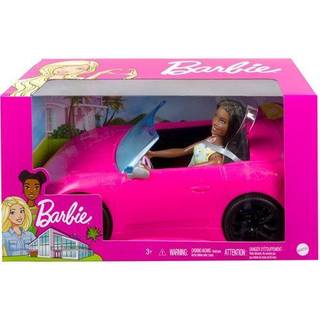 Barbie - konvertibel bil og brunette dukke