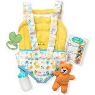 Melissa & Doug Mine to Love Carrier Legetøjsæt til babydukker – Front- og bagbærer med bjørneflaske, sommerfuglerangle og aktivitetskort