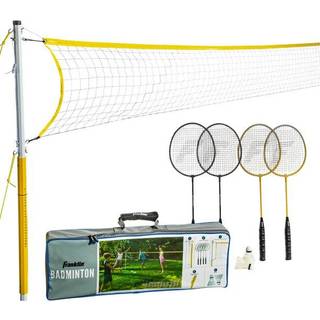 Franklin Sports Badminton Set - Backyard + Beach Badminton Net Set - Rackets and Birdies inkluderet - Portable 4 Player Badminton Game - Familie
