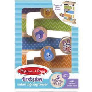 Melissa & Doug First Play træsafari Zig-Zag Tower med 4 rullende stykker