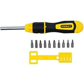 Stanley Tools 3 tommer multi-bit ratcheting skruetr?kker 10 bit sort/gul