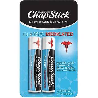 ChapStick Classic Medicinsk læbepomade – hudbeskyttelse til kraftigt sprukne læber med kamfer, menthol og phenol, 0,15 oz, 2 rør